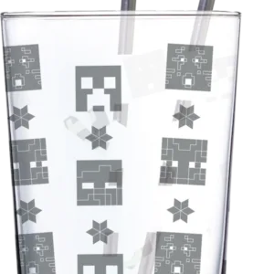 MINECRAFT - Pack Verre XXL Premium 485ml + 2 Pailles en Métal