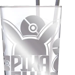 POKEMON - Pikachu - Pack Verre XXL Premium 485ml + 2 Pailles en Métal