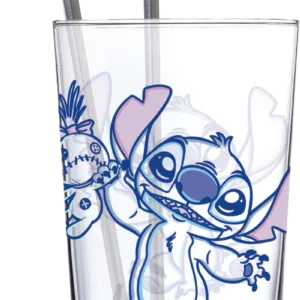 STITCH - Pack Verre XXL Premium 485ml + 2 Pailles en Métal