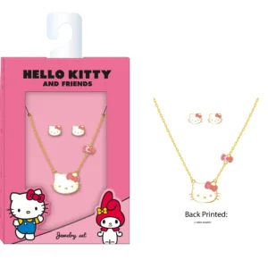 HELLO KITTY - Set of Necklace + 1 Pair of Earrings - 3 Pc.