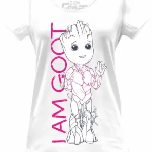 MARVEL - Baby Groot Line With I Am Groot Text - T-Shirt Women (S)