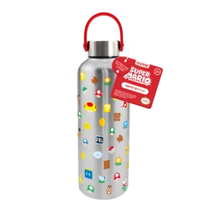 SUPER MARIO - Symbols - Metal Water Bottle with Carry Loop - 500ml