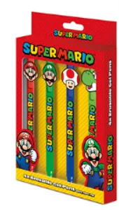 SUPER MARIO - 4 Stylos à Gel Effaçable + Head Topper
