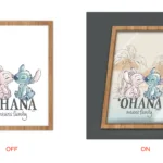 STITCH & ANGEL - Ohana means Family - Framed Lamp