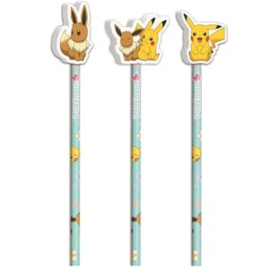 POKEMON - Collection Flower - Set de 3 Crayons avec Topper