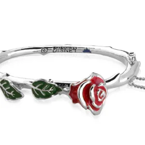 BEAUTY & THE BEAST - Enchanted Rose Bangle  'White Gold Plated'