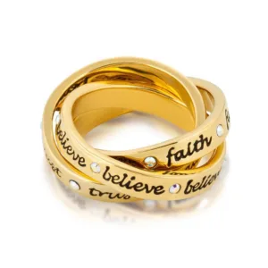 DISNEY TINKER BELL - Interlocking Ring 'Gold Plated' (Size 8)