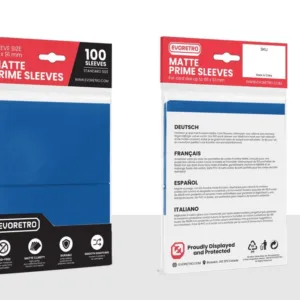 EVORETRO -Pochettes cartes mates F. stand. 66x91mm Bleu Petro 100-Pack