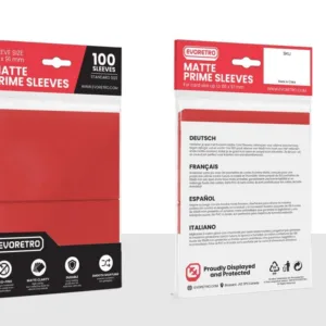 EVORETRO -Pochettes cartes mate Format standard 66x91mm Rouge 100-Pack