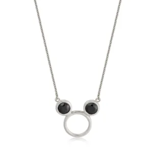 DISNEY METAL PRECIOUS - Black CZ Mickey Necklace 'Sterling Silver'