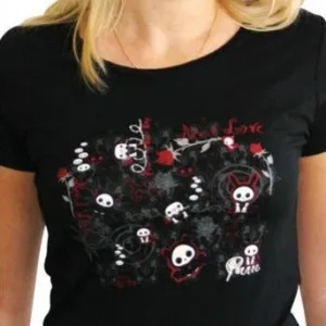 SKELANIMALS - T-Shirt DARK LOVE Femme Black Basic (L)