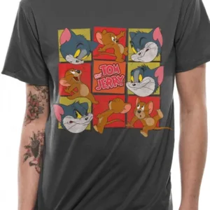 TOM AND JERRY - T-Shirt IN A TUBE- Squares (S)