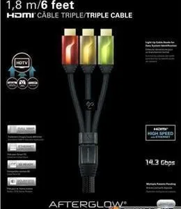 PDP - Afterglow - Cable HDMI Triple 1.80 M - RED/ORANGE/GREEN