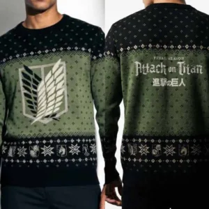 L'ATTAQUE DES TITANS - Logo - Pull de Noël Homme (XL)